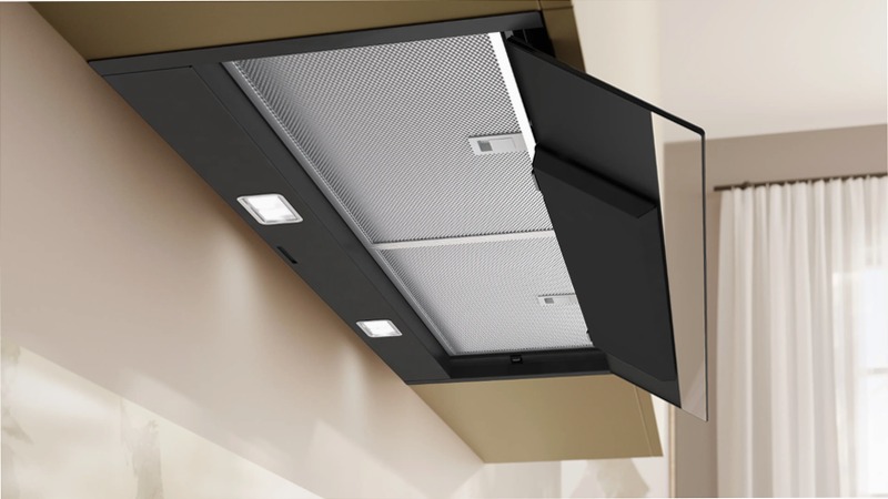 N 70 Cappe Integrate Pensile 90 cm Vetro Nero