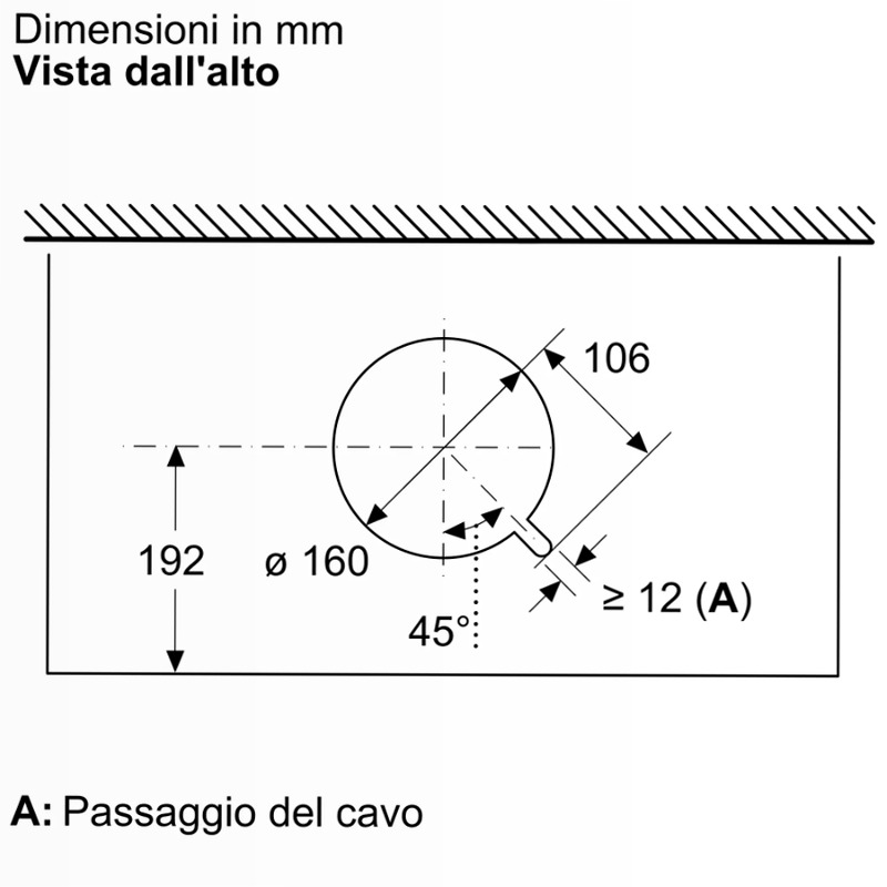 N 70 Cappe Integrate Pensile 90 cm Vetro Nero