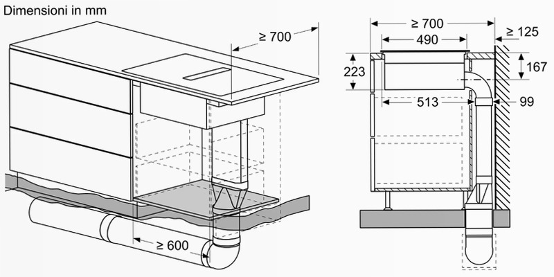 N 70 Piano a induzione con cappa integrata