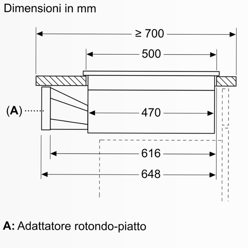 N 70 Piano a induzione con cappa integrata