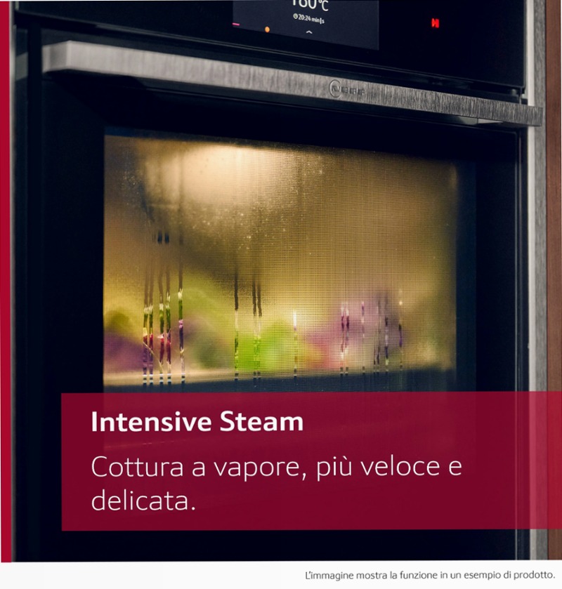 N 90 Forno da incasso a vapore 60 x 60 cm alu brushed black anodized