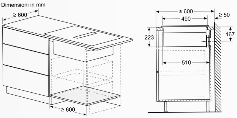 N 90 Piano a induzione con cappa integrata 80 cm Flex Design