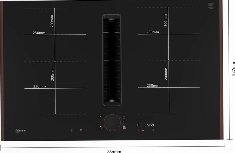 N 90 Piano a induzione con cappa integrata 80 cm Flex Design