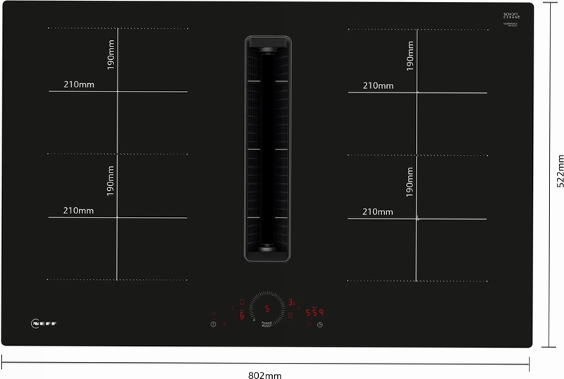 N 70 Piano a induzione con cappa integrata 80 cm