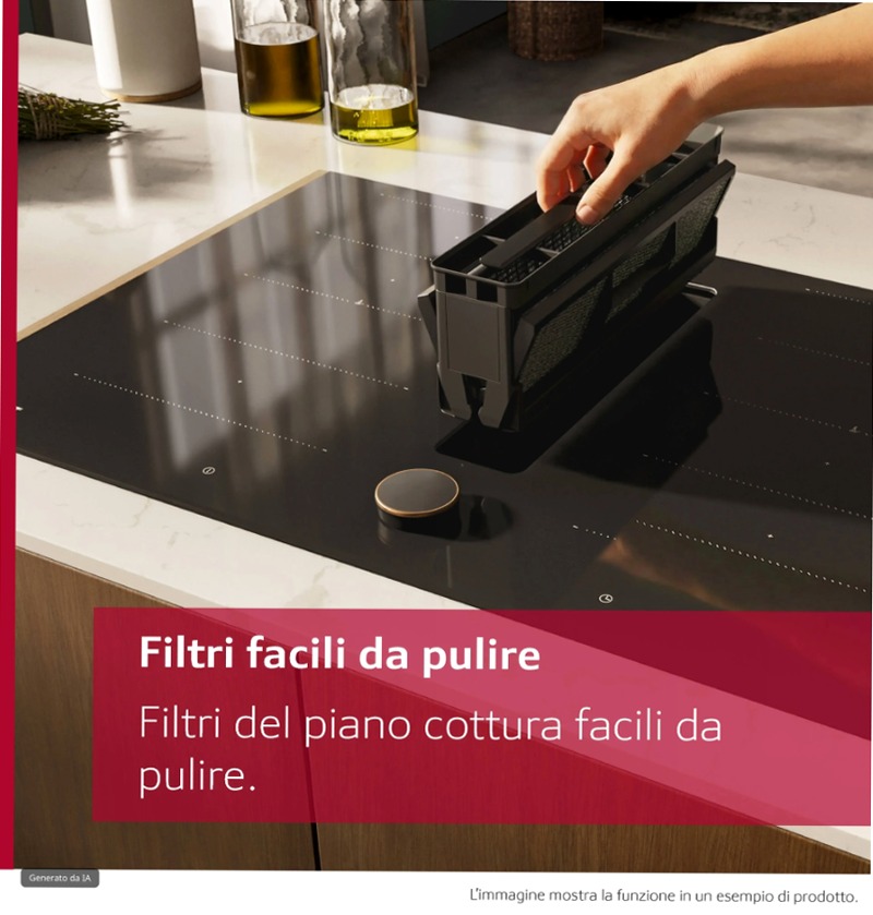 N 90 Piano a induzione NEFF con cappa integrata 80 cm Nero