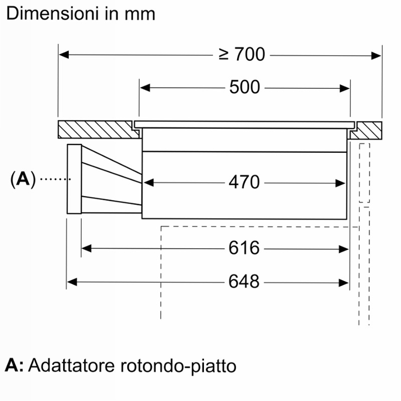 N 70 Piano a induzione con cappa integrata