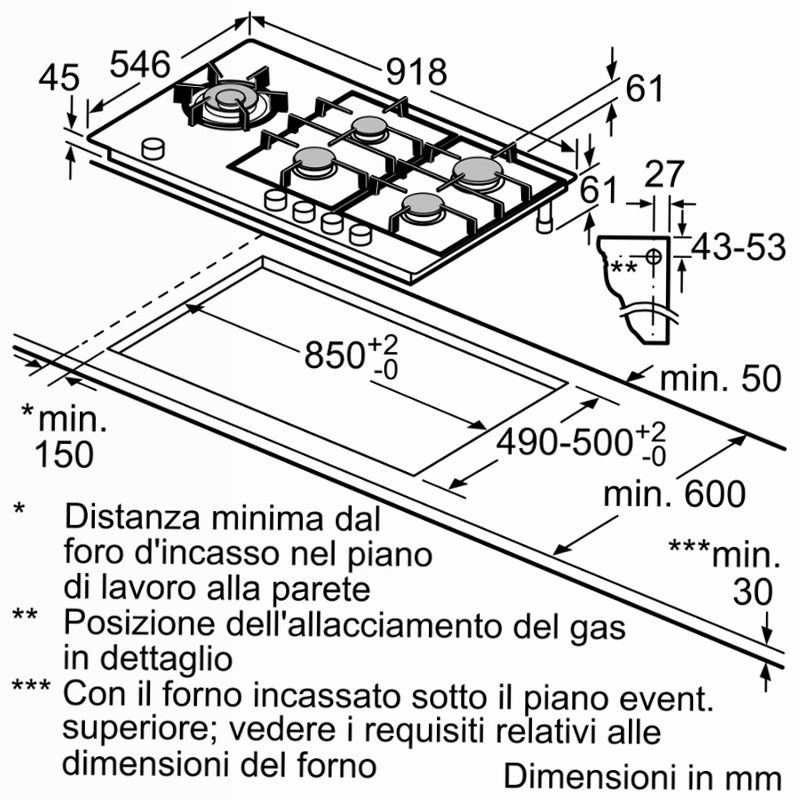 Piano Cottura a Gas 90 cm Vetroceramica Neff Nero