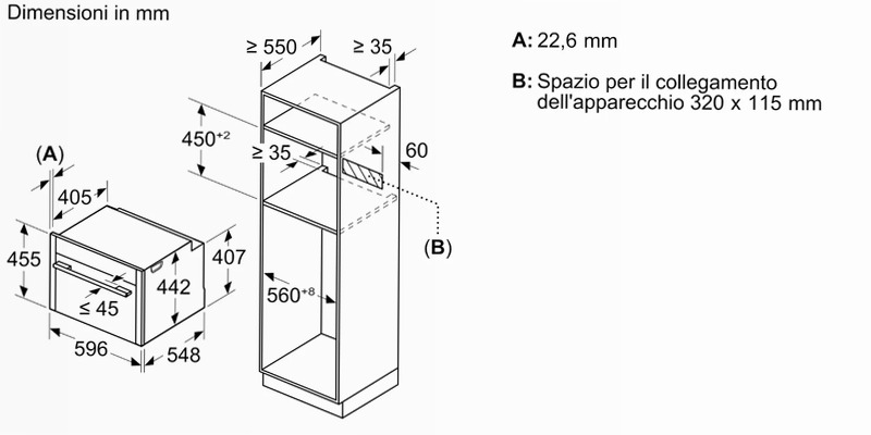 N 90 Forno da incasso compatto a vapore 60 x 45 cm Flex Design