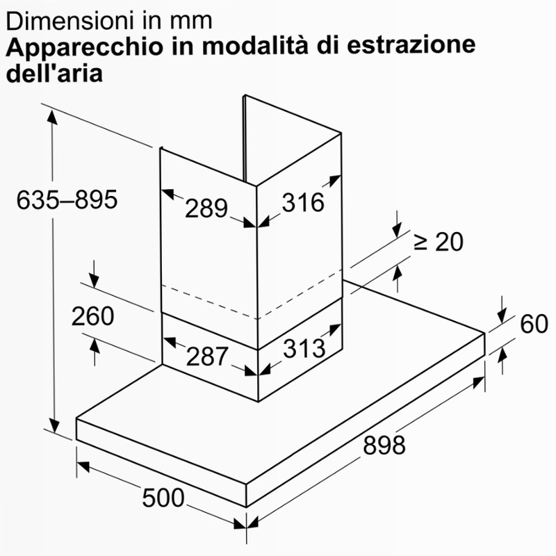N 70 Cappa a Parete 90 cm Nero Opaco