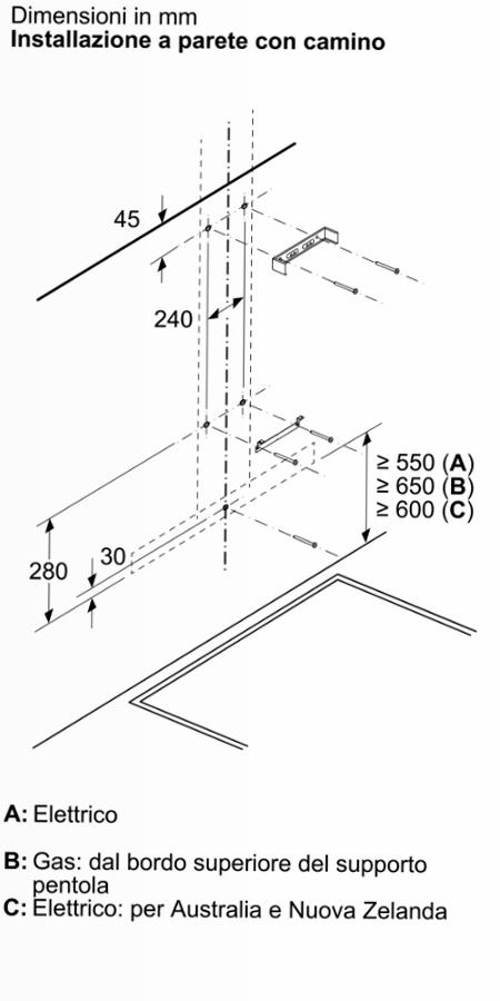 N 70 Cappa a Parete 90 cm Nero Opaco