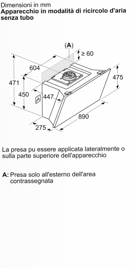 N 90 Cappa a Parete 90 cm Flex Design