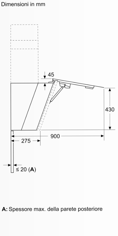 N 90 Cappa a Parete 90 cm Flex Design