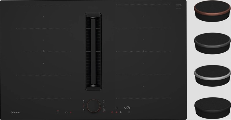 N 90 Piano a induzione NEFF con cappa integrata 80 cm Nero