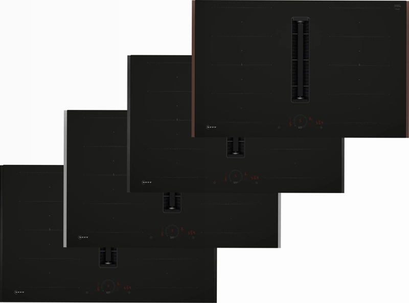 N 70 Piano a induzione con cappa integrata 80 cm Nero opaco, Flex Design