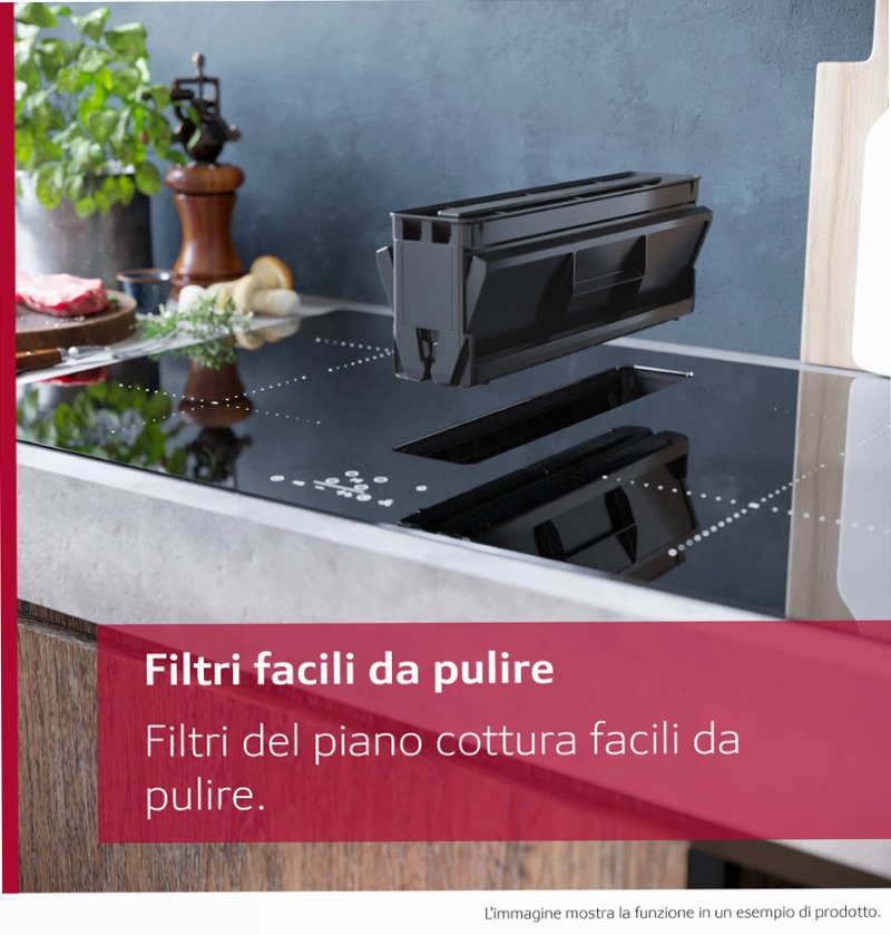 N 70 Piano a induzione con cappa integrata 80 cm Nero opaco, Flex Design
