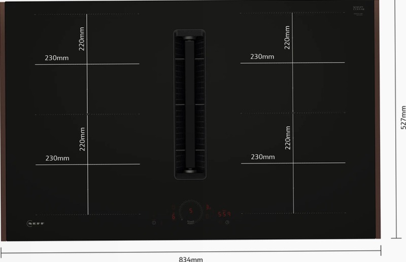 N 70 Piano a induzione con cappa integrata 80 cm Nero opaco, Flex Design