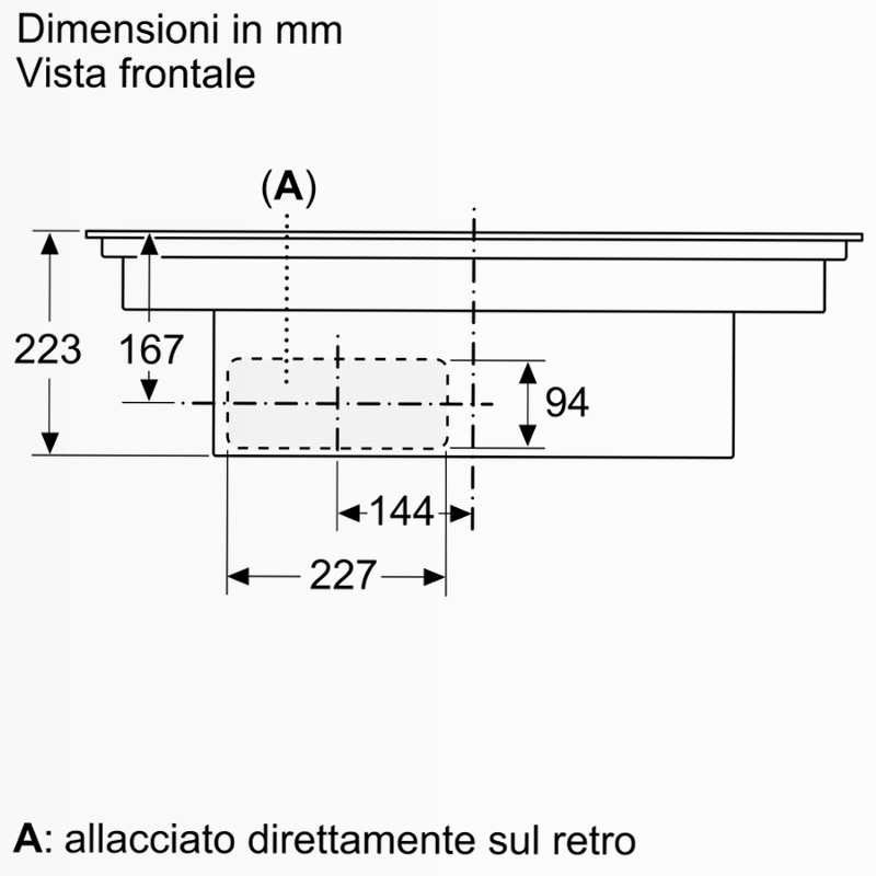 N 70 Piano a induzione con cappa integrata 80 cm Nero opaco, Flex Design