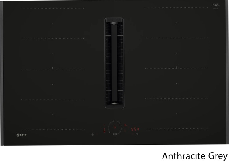 N 70 Piano a induzione con cappa integrata 80 cm Nero opaco, Flex Design