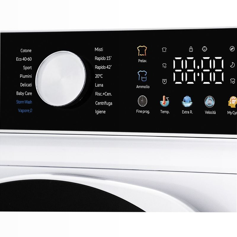 Lavatrice 9 Kg | Classe A -30% | 1400 Giri | Inverter BLDC | Display Touch a Colori | Vapore | My Cycle 1400rpm 9kg