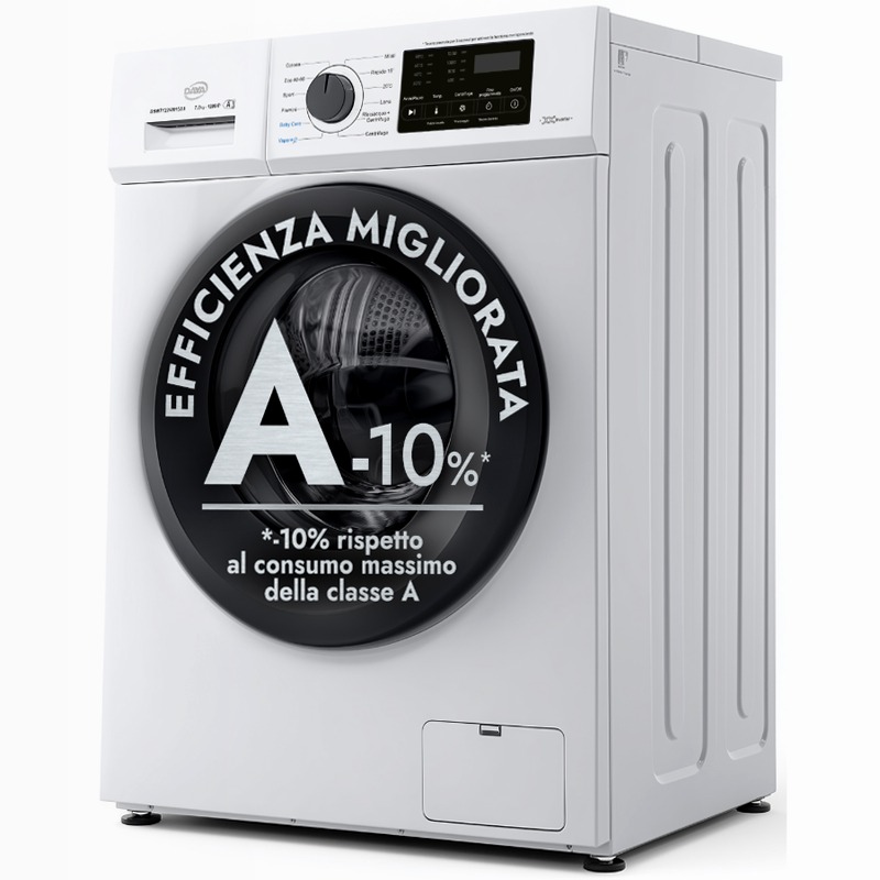Lavatrice Slim 44 cm | Classe A -10% | 7 Kg | 1200 Giri | Inverter BLDC | Vapore | Weight Sensing 1200rpm 7kg