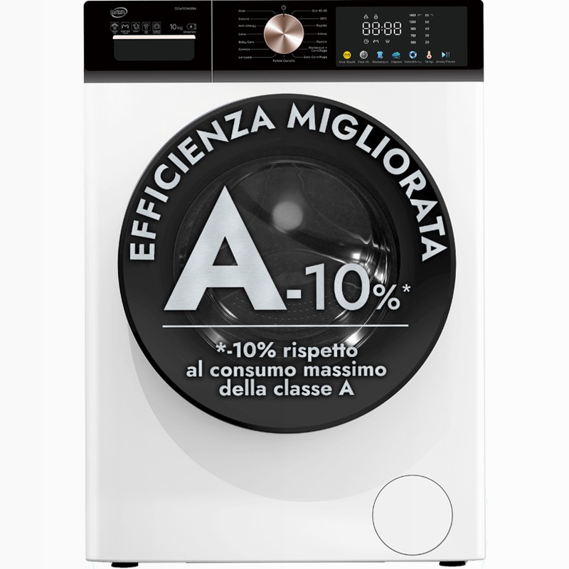 Lavatrice 10 Kg | Classe A -10% | 1400 Giri | Inverter BLDC | Vapore | Smart | Display Touch 1400rpm 10kg