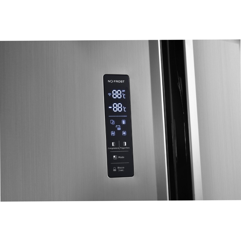 Frigorifero Side by Side | Classe F | Total No Frost | Total Inox | Kitchen Slim 60 cm | Display Touch Acciaio 442lt