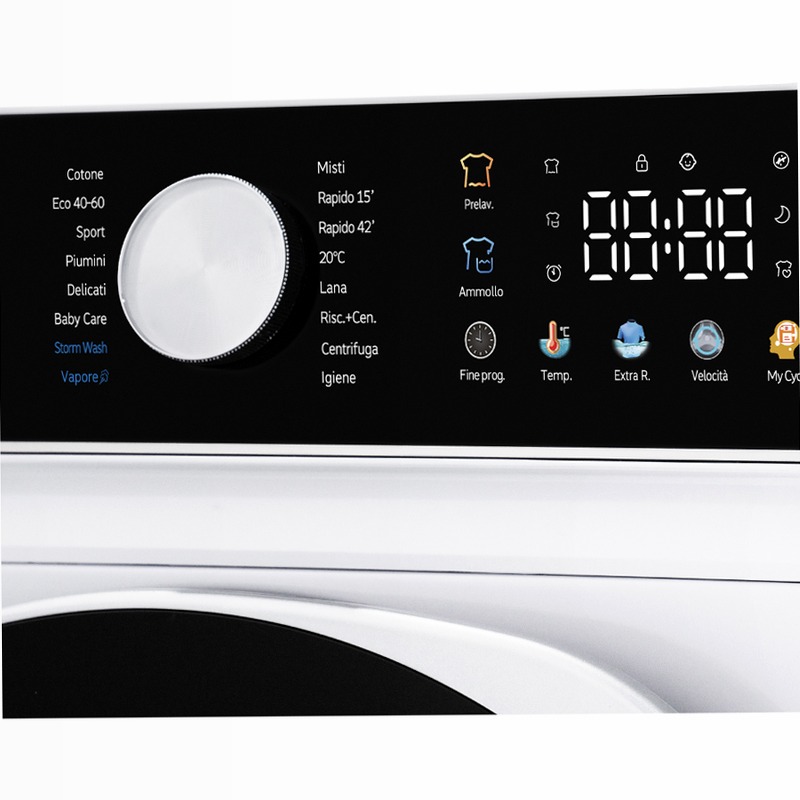 Lavatrice 12 Kg | Classe A -30% | 1400 Giri | Inverter BLDC | Display Touch a Colori | Vapore | My Cycle 1400rpm 12kg