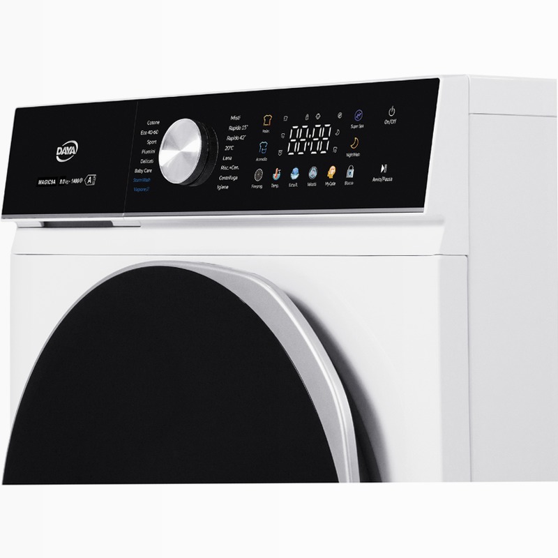 Lavatrice 12 Kg | Classe A -30% | 1400 Giri | Inverter BLDC | Display Touch a Colori | Vapore | My Cycle 1400rpm 12kg