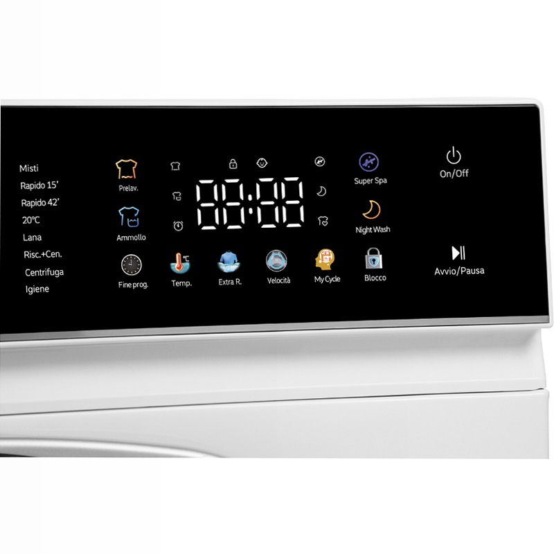 Lavatrice 10 Kg | Classe A -30% | 1400 Giri | Inverter BLDC | Display Touch a Colori | Vapore | My Cycle 1400rpm 10kg