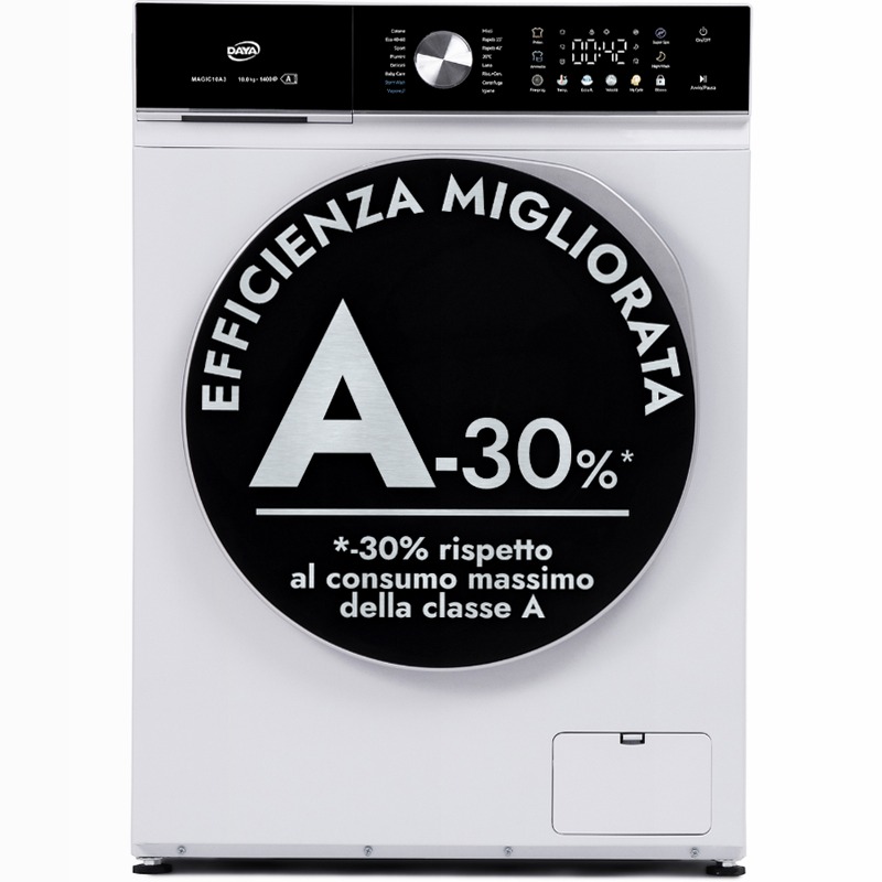 Lavatrice 10 Kg | Classe A -30% | 1400 Giri | Inverter BLDC | Display Touch a Colori | Vapore | My Cycle 1400rpm 10kg