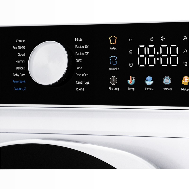 Lavatrice 10 Kg | Classe A -30% | 1400 Giri | Inverter BLDC | Display Touch a Colori | Vapore | My Cycle 1400rpm 10kg
