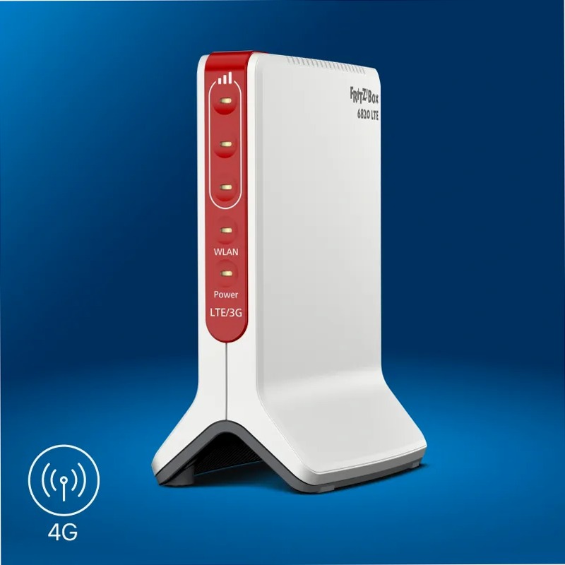 FRITZ!Box 6820 LTE 4 450Mbps LTE FDD banda 1 (2,1 GHz), banda 3 (1,8 GHz), banda 5 (850 MHz), banda 7 (2,6 GHz), banda 8 (900 MHz), banda 20 (800 MHz) e banda 32 (1,5 GHz)/LTE TDD banda 38 (2,6 GHz), banda 40 (2,3 GHz), banda 41 (2,5 GHz) 4G (LTE) e 3G (UMTS)
