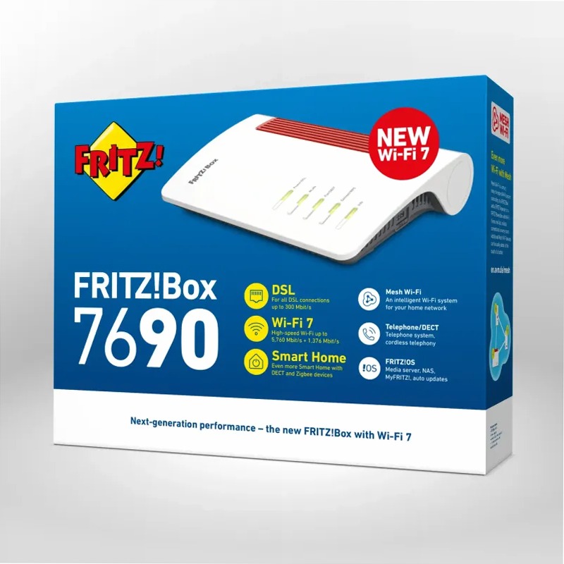 FRITZ!Box 7690 7,1 Gbit/s DSL o sul modem per fibra ottica (ONT)