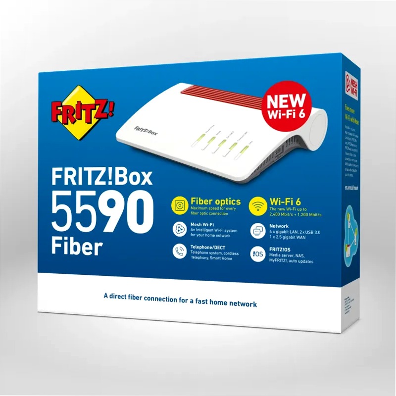 FRITZ!Box 5590 Fiber - Velocità e Smart Home 6 3.6 fibra ottica