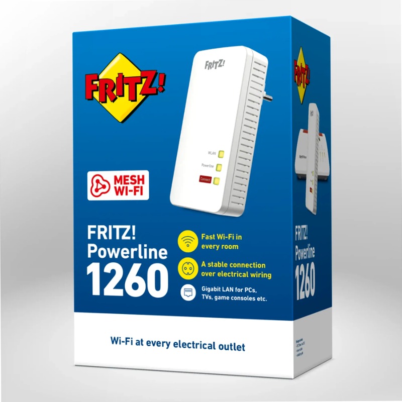 FRITZ!Powerline 1260 Presa Passante 1.200 Mbit/s Wi-Fi Integrato
