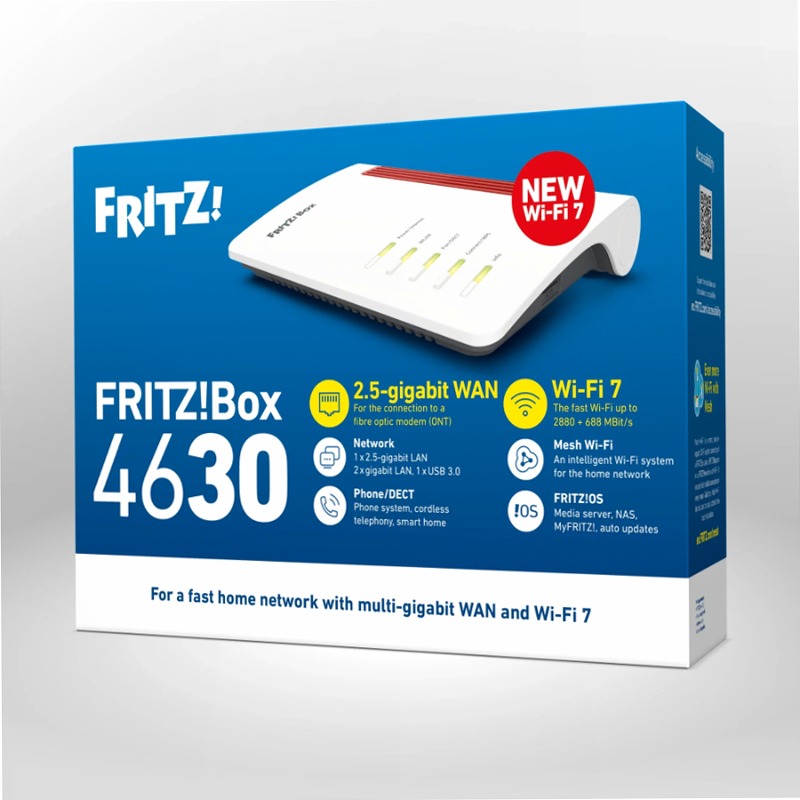 FRITZ!Box 4630 - Router Wi-Fi 7 per rete veloce e Smart Home 3.5 Gbit/s