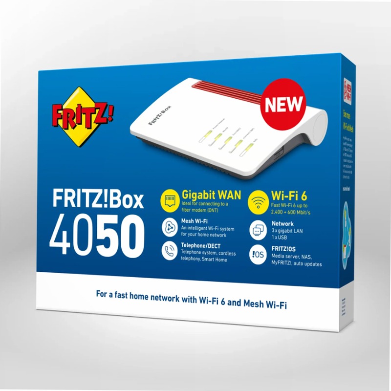 FRITZ!Box 4050 3 3 3 Gbit/s fibra ottica, via cavo o DSL