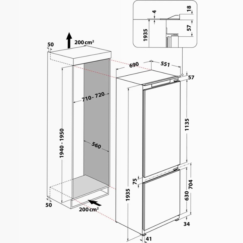 Frigorifero combinato Hotpoint Ariston HA SP70 T132 99lt Incasso