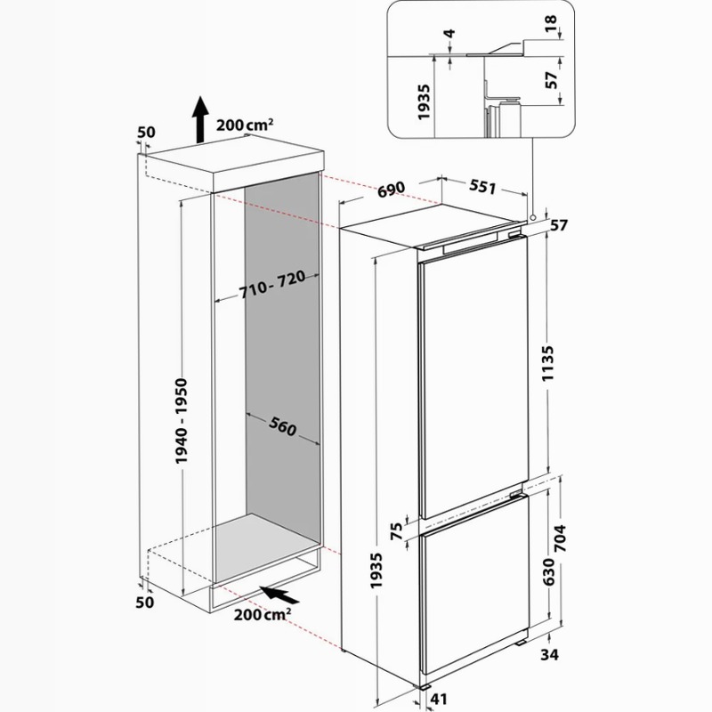 Frigorifero combinato Hotpoint Ariston HA SP70 T111 99lt Incasso