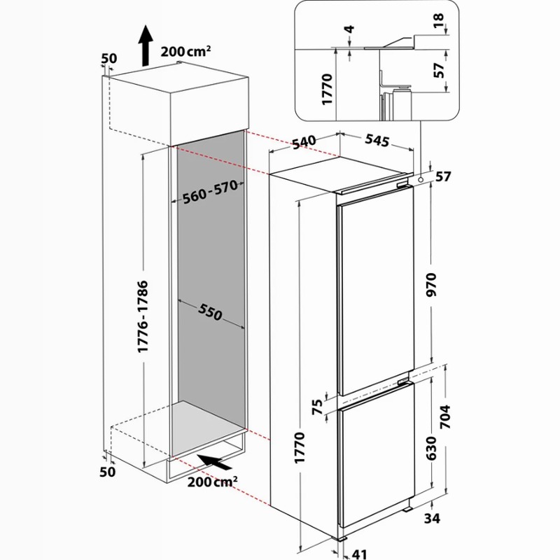 Frigorifero combinato da incasso Hotpoint Ariston BCB 7030 D1 79lt