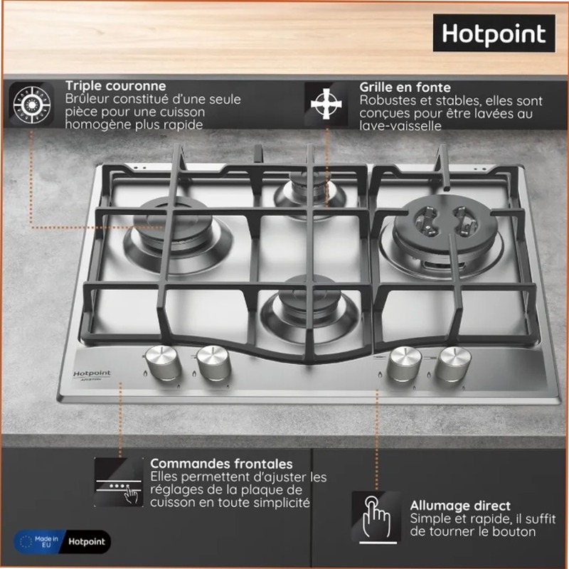 Piano Cottura a Gas Hotpoint Ariston PCN 641 T/IX/HA 4