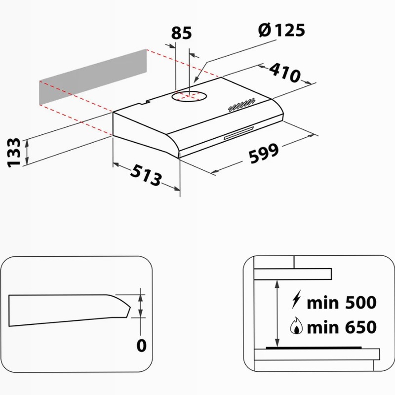 Cappa da incasso Hotpoint Ariston HSLMO 65F LS K