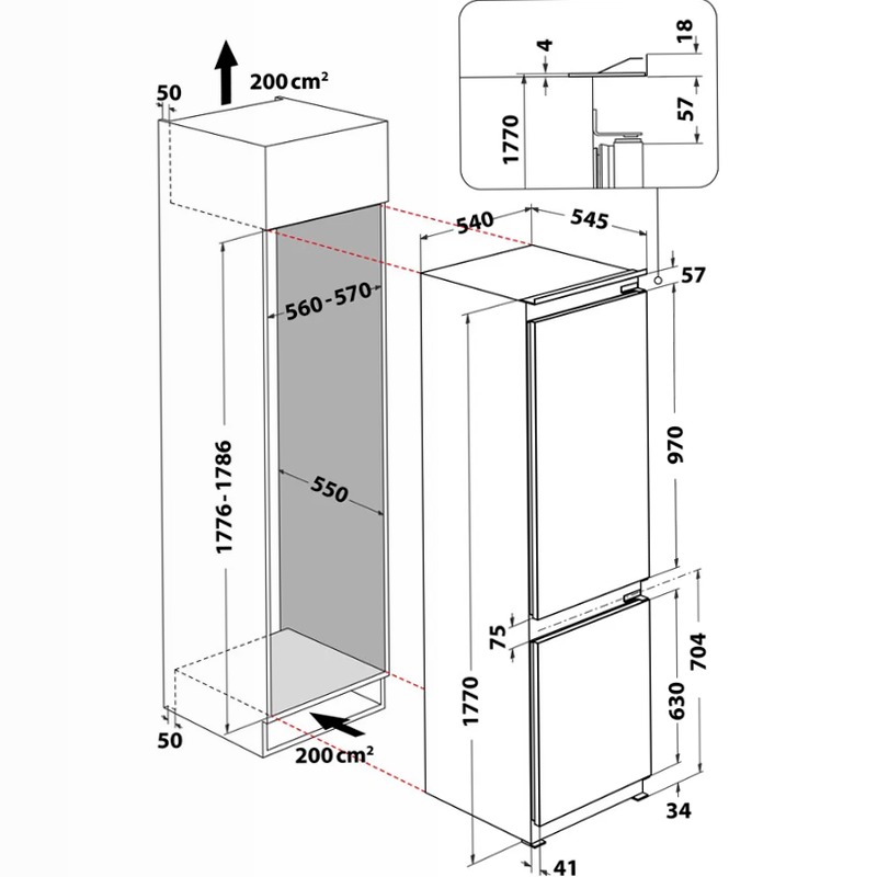 Frigorifero combinato da incasso Hotpoint Ariston BCB 70301 79lt