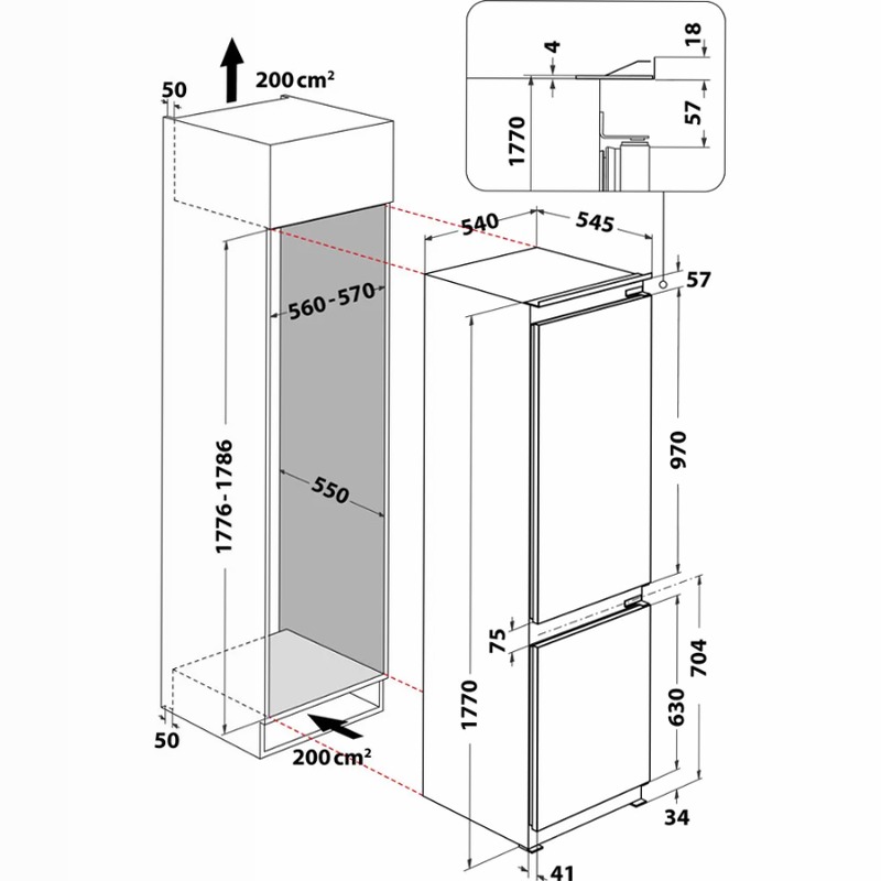 Frigorifero combinato da incasso Hotpoint Ariston BCB 703011 79lt