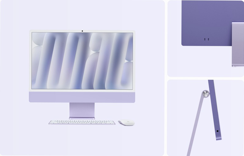 iMac 24 Pollici Viola: Chip M4 e Archiviazione Ample 24GB 256GB