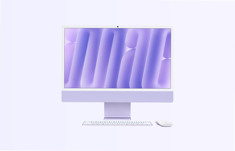 iMac, 24-pollici, M4 Chip, CPU 10‑core, GPU 10-core, Viola, Vetro nanotexture, Adattatore VESA, 24GB di memoria, 1TB di archiviazione