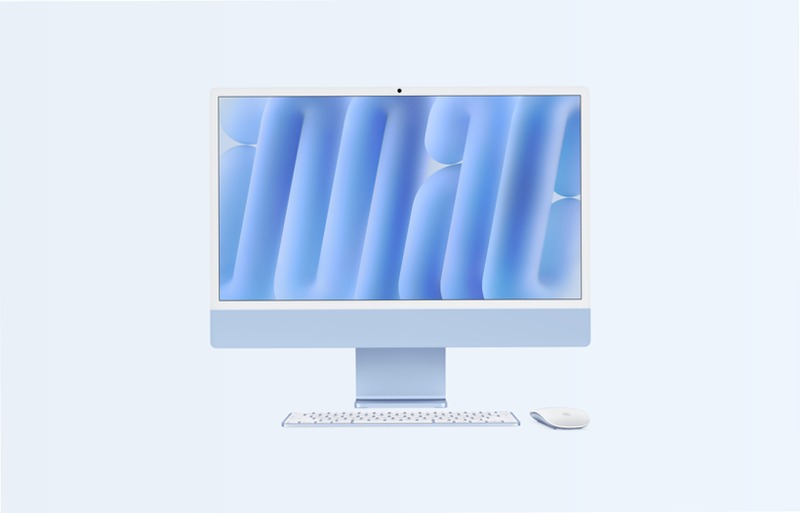 iMac, 24-pollici, M4 Chip, CPU 10‑core, GPU 10-core, Blu, Vetro nanotexture, Sostegno, 24GB di memoria, 1TB di archiviazione