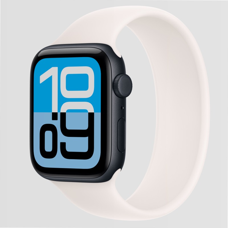 Apple Watch SE 3 - Cassa 44 mm Alluminio Mezzanotte + Solo Loop Rosa Fard watchOS