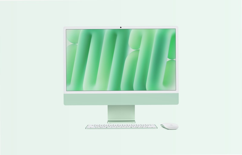 iMac, 24-pollici, M4 Chip, CPU 10‑core, GPU 10-core, Verde, Vetro nanotexture, Adattatore VESA, 24GB di memoria, 2TB di archiviazione