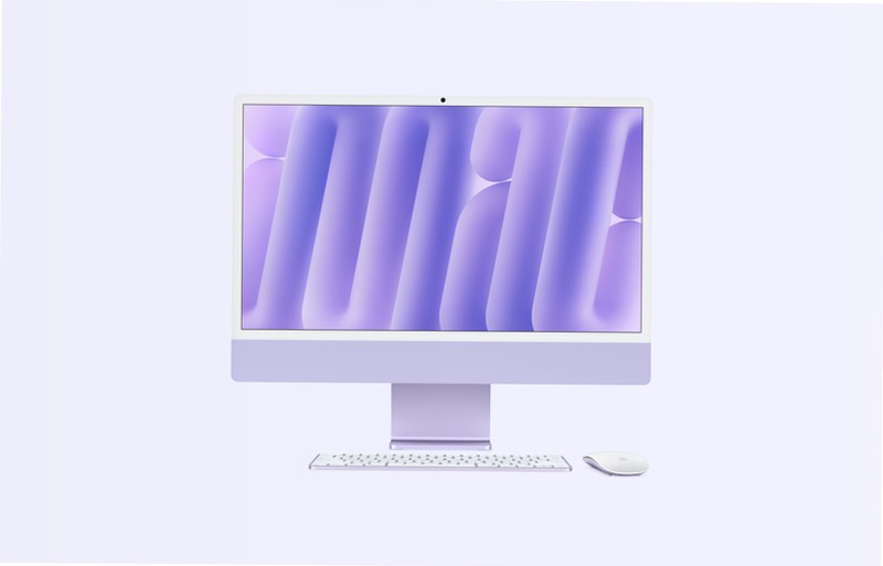 iMac, 24-pollici, M4 Chip, CPU 8-core, GPU 8‑core, Viola, Sostegno, 24GB di memoria, 1TB di archiviazione